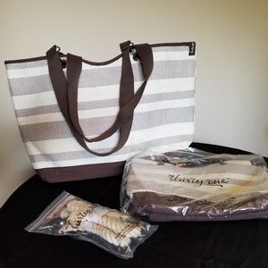 Thirty-One Canvas Crew bundle - Taupe Stripe